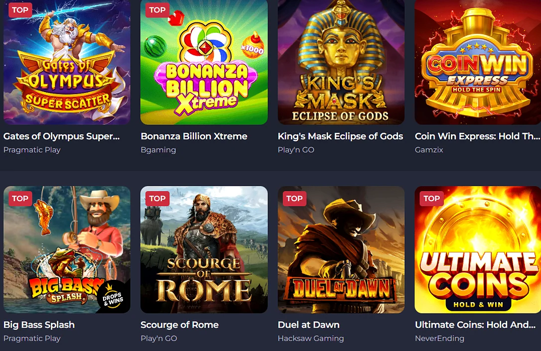 Spiellobby von Rolling Slots