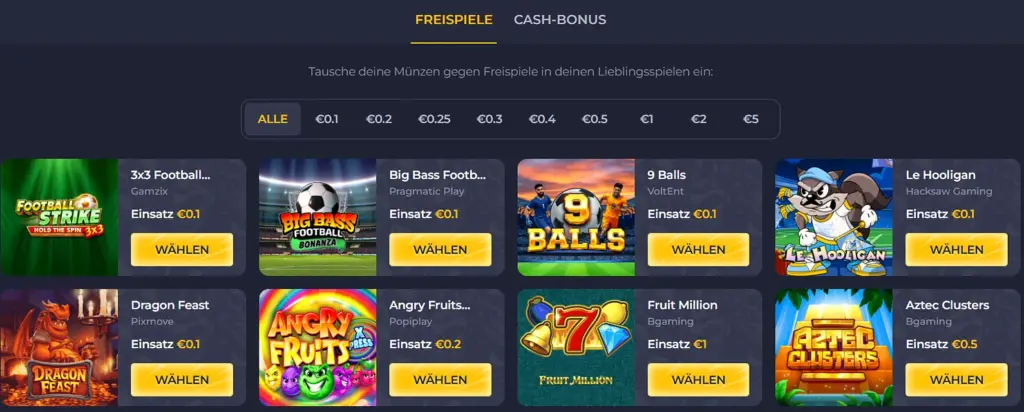 Bonusshop von Rolling Slots